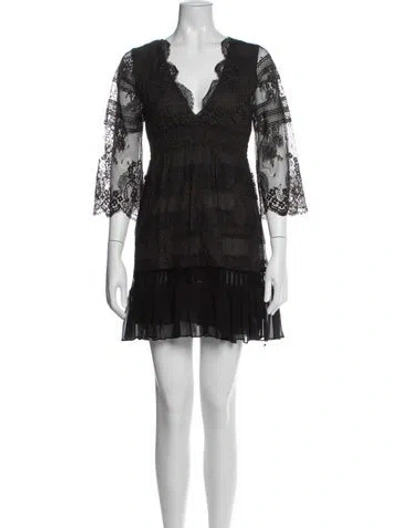 Pre-owned Temptation Positano Lace Pattern Mini Dress In Black