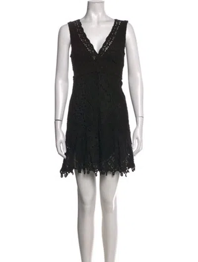 Pre-owned Temptation Positano Lace Pattern Mini Dress In Black