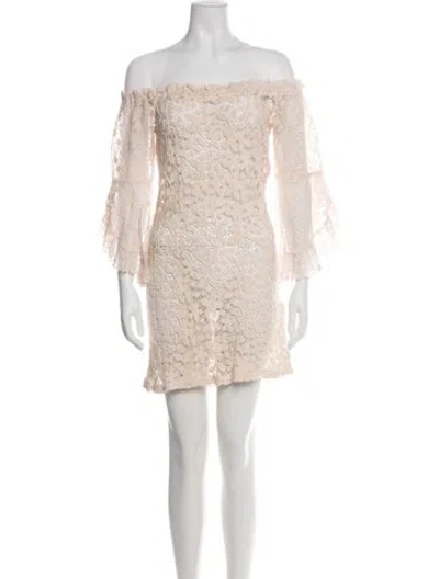 Pre-owned Temptation Positano Lace Pattern Mini Dress In Green