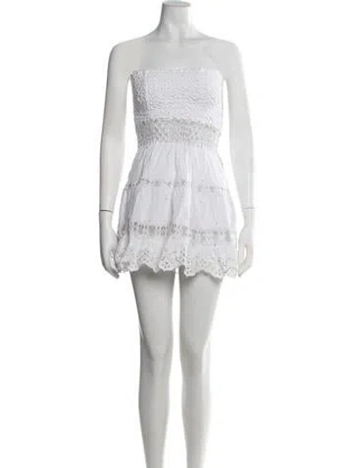 Pre-owned Temptation Positano Lace Pattern Mini Dress In Neutrals