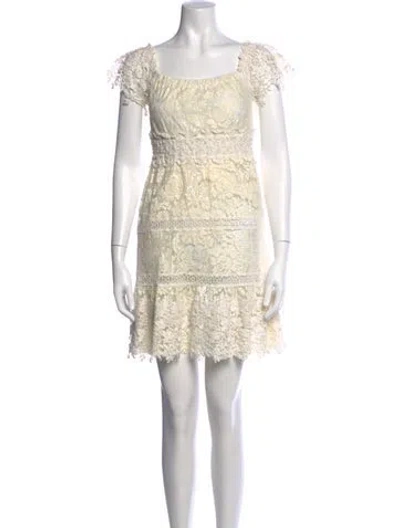 Pre-owned Temptation Positano Lace Pattern Mini Dress In Neutrals