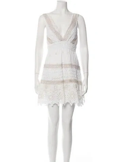 Pre-owned Temptation Positano Lace Pattern Mini Dress In Neutrals