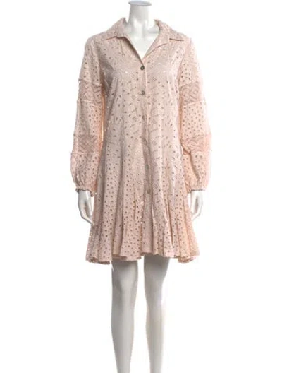 Pre-owned Temptation Positano Lace Pattern Mini Dress In Pink