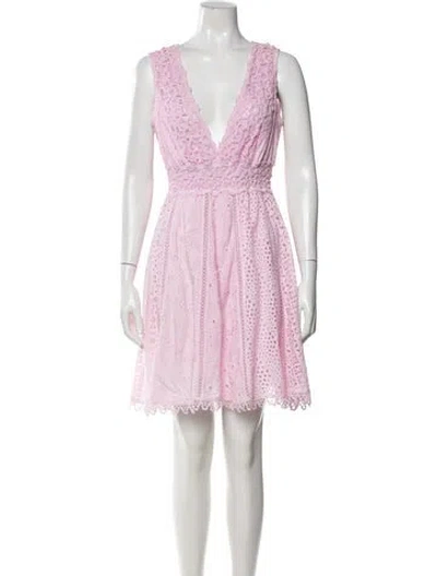 Pre-owned Temptation Positano Lace Pattern Mini Dress In Purple