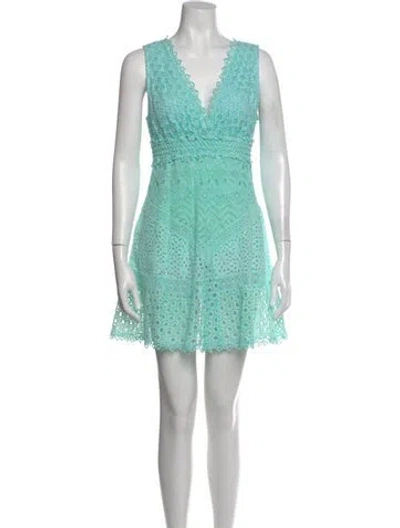 Pre-owned Temptation Positano Lace Pattern Mini Dress W/ Tags In Green