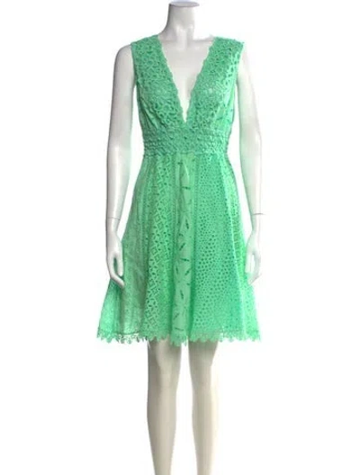 Pre-owned Temptation Positano Lace Pattern Mini Dress W/ Tags In Green