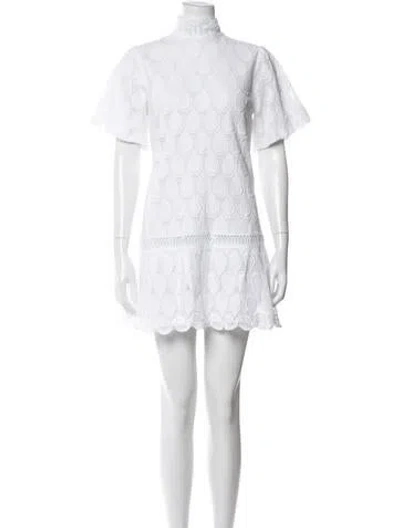 Pre-owned Temptation Positano Lace Pattern Mini Dress W/ Tags In White