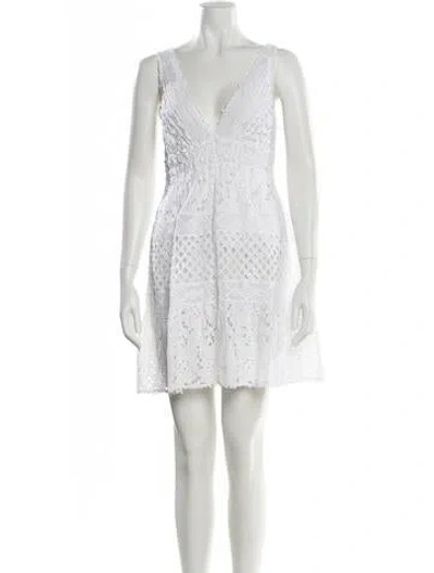 Pre-owned Temptation Positano Lace Pattern Mini Dress In White