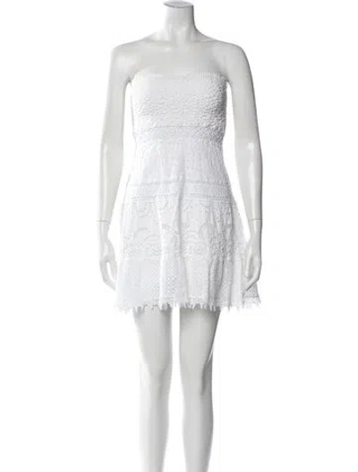 Pre-owned Temptation Positano Lace Pattern Mini Dress In White