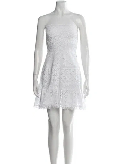 Pre-owned Temptation Positano Lace Pattern Mini Dress In White