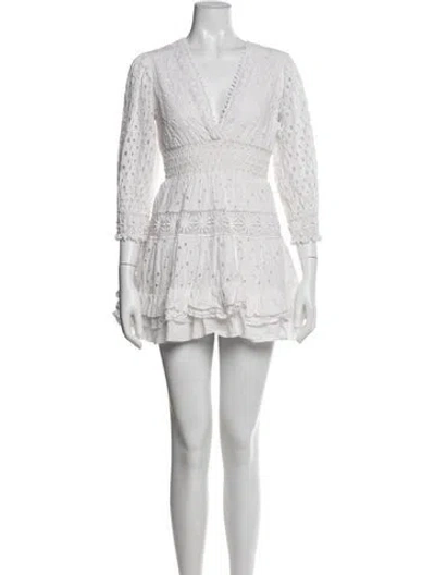 Pre-owned Temptation Positano Lace Pattern Mini Dress In White