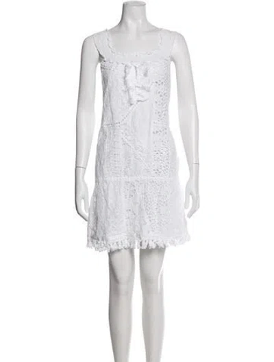Pre-owned Temptation Positano Lace Pattern Mini Dress In White