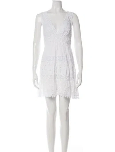 Pre-owned Temptation Positano Lace Pattern Mini Dress In White