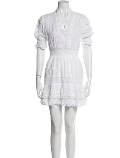 Pre-owned Temptation Positano Lace Pattern Mini Dress In White