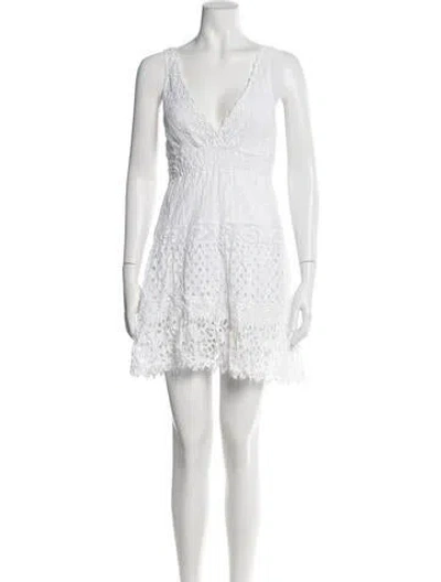 Pre-owned Temptation Positano Lace Pattern Mini Dress In White