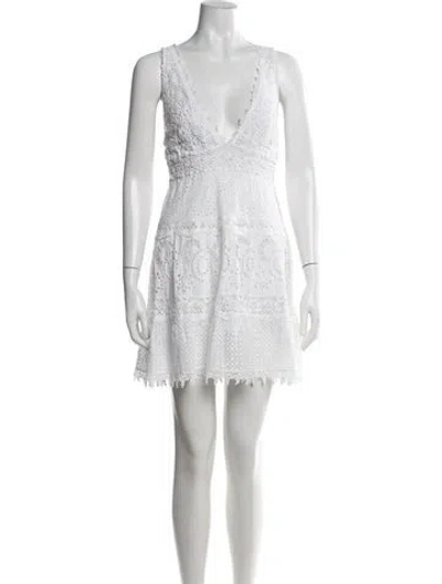 Pre-owned Temptation Positano Lace Pattern Mini Dress In White