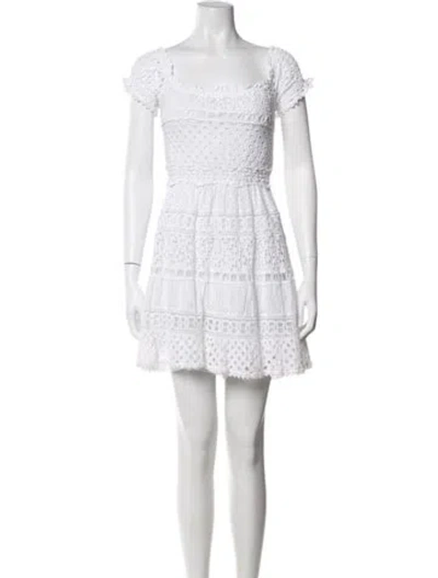 Pre-owned Temptation Positano Lace Pattern Mini Dress In White