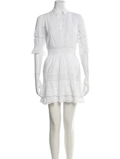 Pre-owned Temptation Positano Lace Pattern Mini Dress In White
