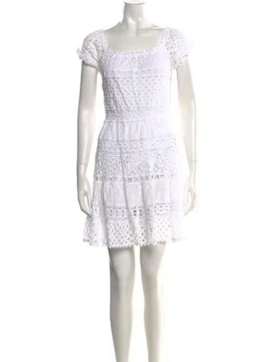 Pre-owned Temptation Positano Lace Pattern Mini Dress In White