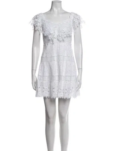Pre-owned Temptation Positano Lace Pattern Mini Dress In White