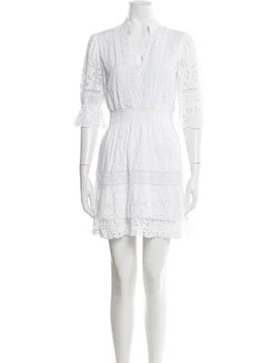 Pre-owned Temptation Positano Lace Pattern Mini Dress In White