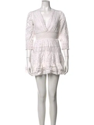 Pre-owned Temptation Positano Lace Pattern Mini Dress In White
