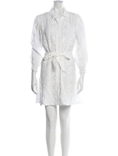 Pre-owned Temptation Positano Lace Pattern Mini Dress In White