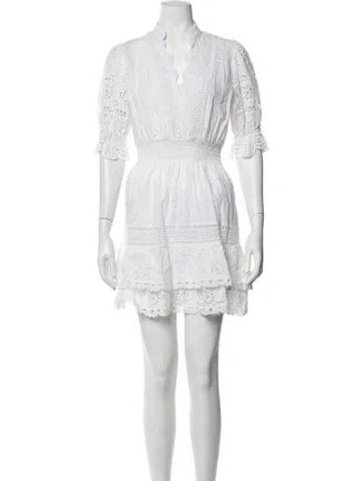 Pre-owned Temptation Positano Lace Pattern Mini Dress In White