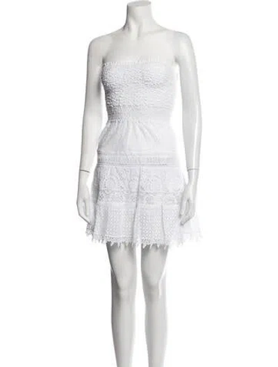 Pre-owned Temptation Positano Lace Pattern Mini Dress In White