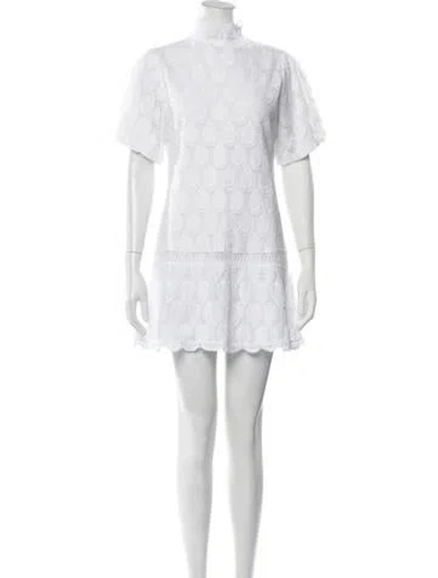 Pre-owned Temptation Positano Lace Pattern Mini Dress In White