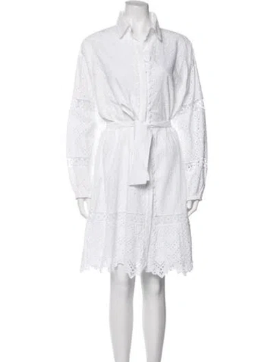 Pre-owned Temptation Positano Lace Pattern Mini Dress In White