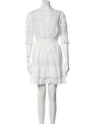 Pre-owned Temptation Positano Lace Pattern Mini Dress In White