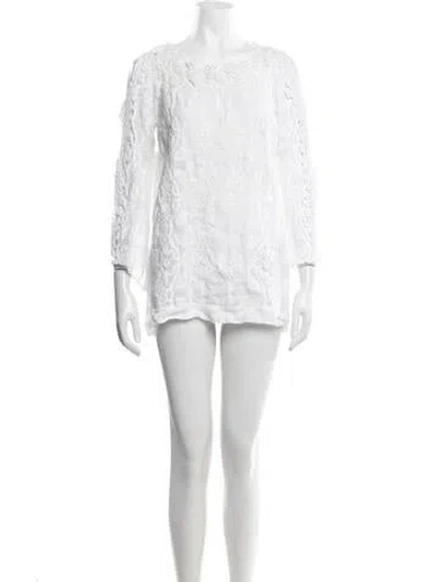 Pre-owned Temptation Positano Lace Pattern Mini Dress In White