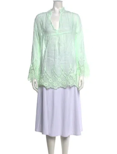 Pre-owned Temptation Positano Linen Long Dress In Green