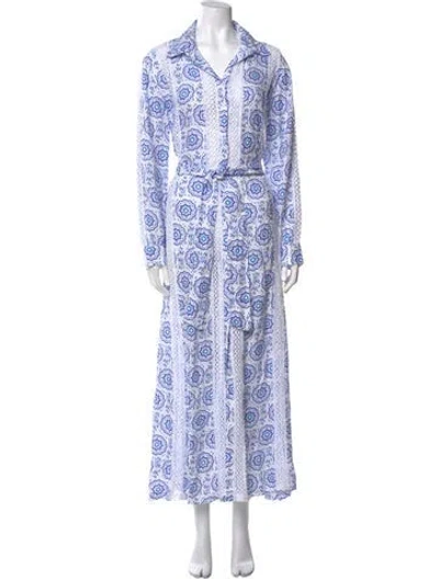 Pre-owned Temptation Positano Linen Long Dress In Multi