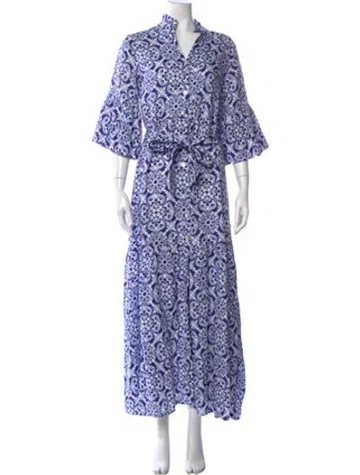 Pre-owned Temptation Positano Linen Long Dress In Multi