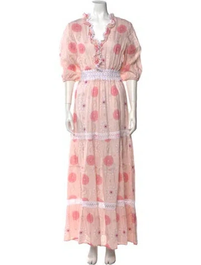 Pre-owned Temptation Positano Linen Long Dress In Pink