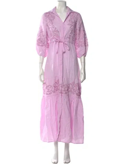 Pre-owned Temptation Positano Linen Long Dress In Pink
