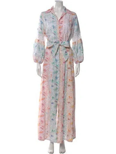 Pre-owned Temptation Positano Linen Long Dress In Pink