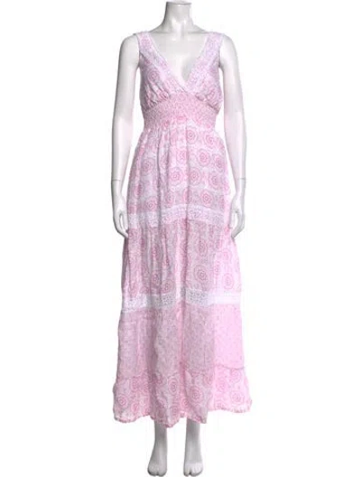 Pre-owned Temptation Positano Linen Long Dress In Pink