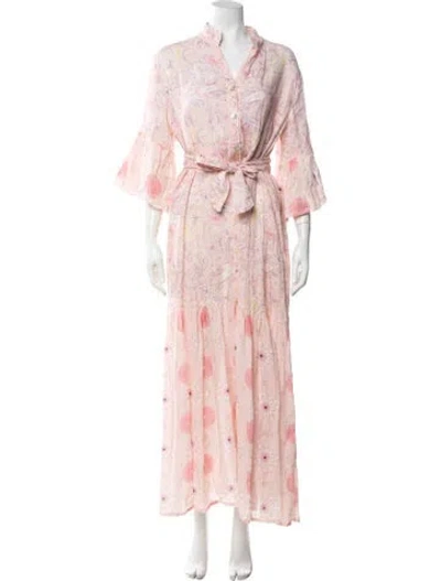 Pre-owned Temptation Positano Linen Long Dress In Pink