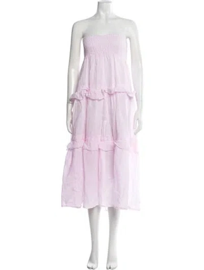 Pre-owned Temptation Positano Linen Long Dress In Pink
