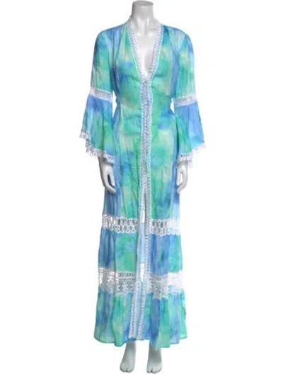Pre-owned Temptation Positano Linen Long Dress W/ Tags In Green