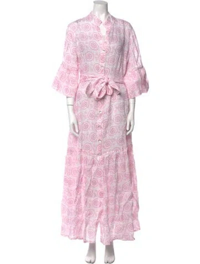 Pre-owned Temptation Positano Linen Long Dress W/ Tags In Pink