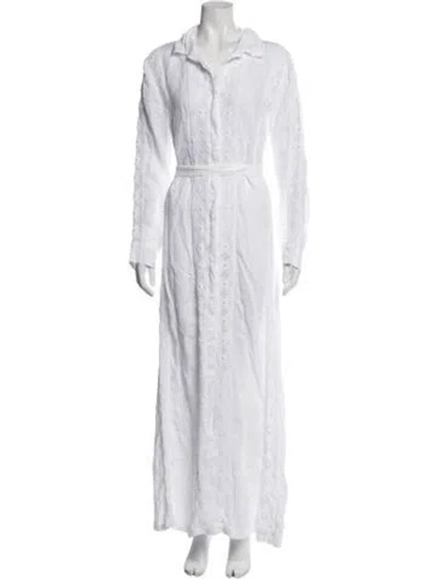 Pre-owned Temptation Positano Linen Long Dress W/ Tags In White