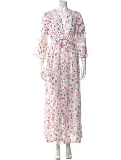 Pre-owned Temptation Positano Linen Long Dress In White