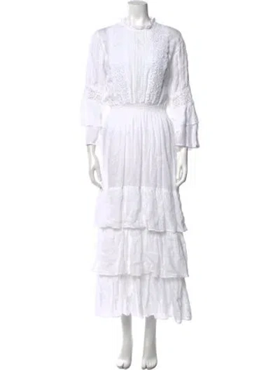 Pre-owned Temptation Positano Linen Long Dress In White