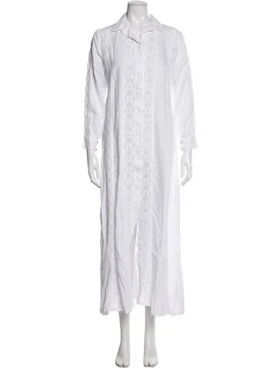 Pre-owned Temptation Positano Linen Long Dress In White