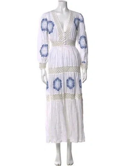 Pre-owned Temptation Positano Linen Long Dress In White