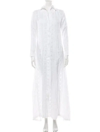Pre-owned Temptation Positano Linen Long Dress In White